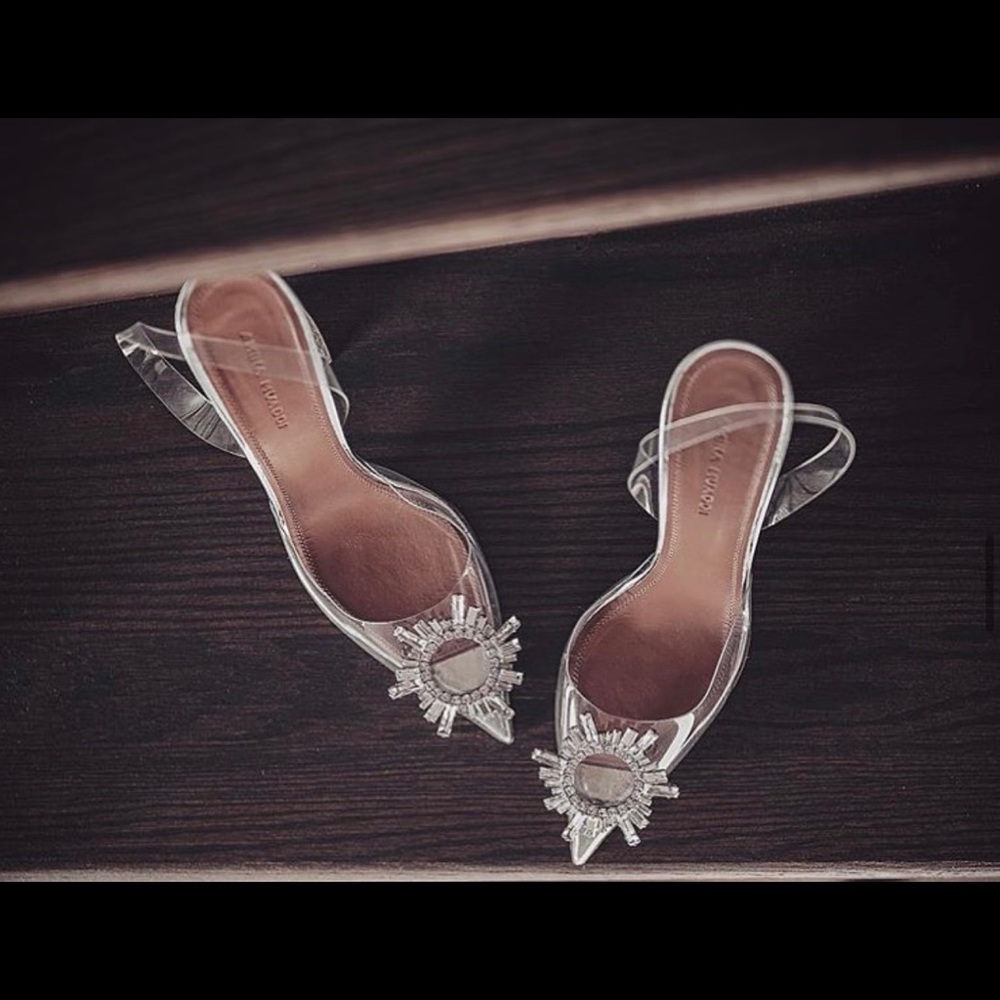 AMINA MUADDI clear shoes. BRAND NEW in a box.